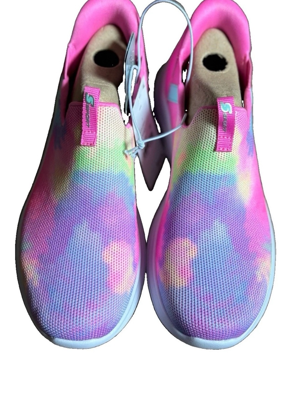 Skechers Size 2 Y YoSlip-On Tie-Dye Pastel Sneakers - Pink, Blue, Yellow, Green
